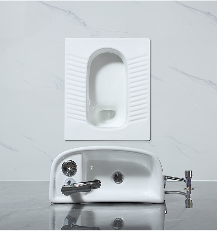 蹲厕蹲便器蹲便水箱冲便器蹲便器水箱带洗手盆一体带盖板家用卫生间