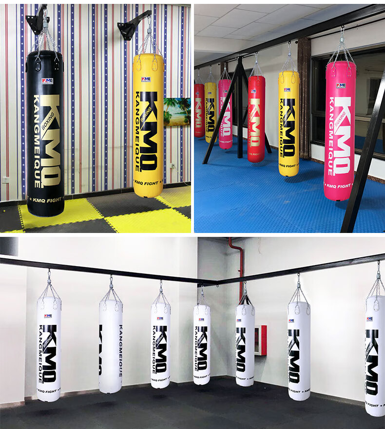 健身儿童沙袋训练器材 拳击沙袋100*40cm黑黄拼接(买一送五)【图片