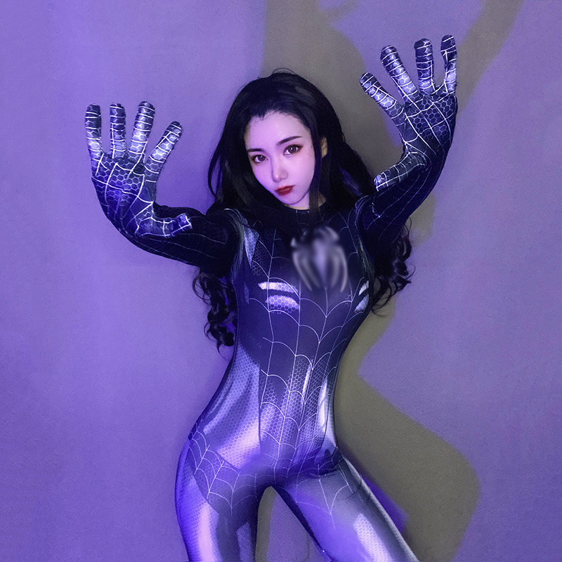 抖音性感女蜘蛛侠紧身衣成人衣服开裆cos服套装 红色蜘蛛侠 莱卡面料