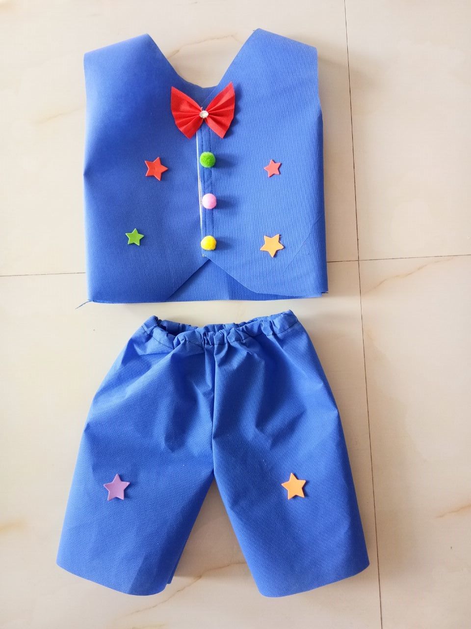 六一新款儿童环保服装幼儿园diy手工制作男童礼服子时装走秀 蓝色 90