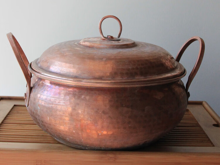手工双耳铜砂锅加深加厚紫铜锅煮炖铜锅铜锅铜汤锅铜火锅小号18厘米