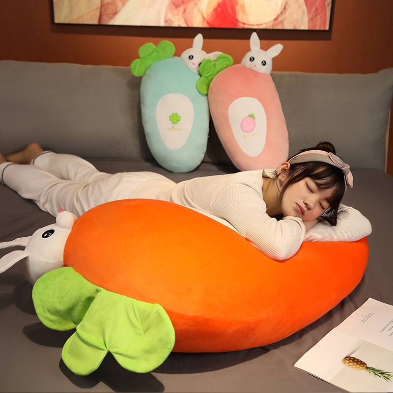 憨憨猪胡萝卜抱枕毛绒玩具萝卜公仔可爱睡觉床上夹腿布娃娃玩偶女孩