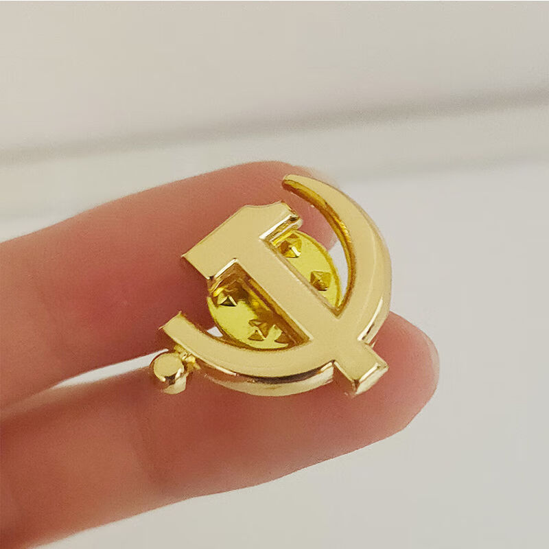 金色党徽党员胸徽标志西装纪念章会议佩戴胸标镂空合金扣党徽 一枚