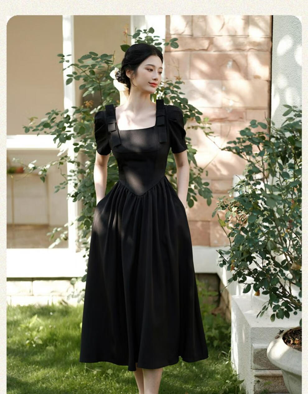 成人礼服女公主裙黑色钢琴演奏礼公主鱼骨束腰连衣裙子主持人比赛演出