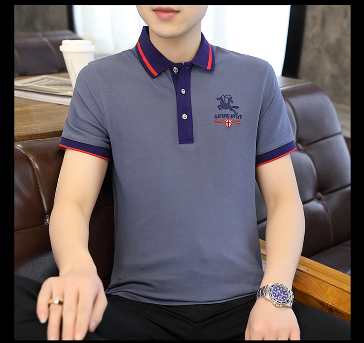 保罗骑士polo衫男高端潮流纯棉2021年夏季新款半袖刺绣菠萝衫翻领短袖