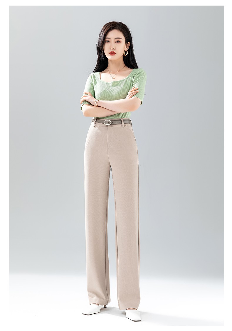 梦舒雅女裤阔腿裤女2022春季新款高腰垂感直筒裤拖地长裤休闲西装裤10