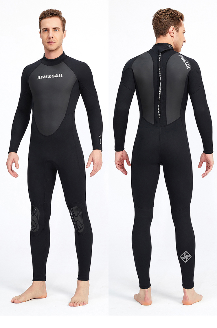 服男加厚保暖保温游泳潜水衣深浮潜连体冲浪服女潜水装备 男款黑色 m