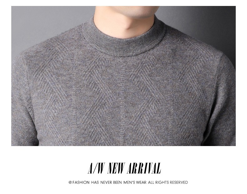 Hengyuanxiang Men's Thick 100% Pure Wool Sweater, Winter Red Knit Pullover for Young And Middle-Aged Men, New Year Style 11