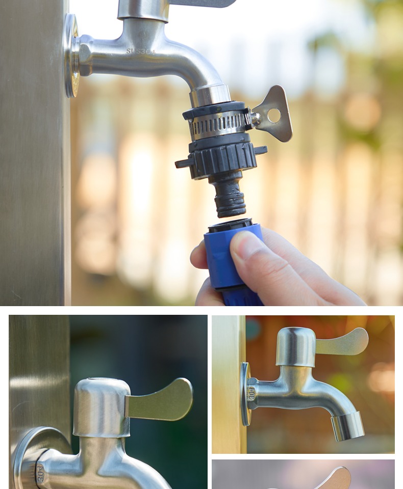 芬驰欧式户外水龙头防冻裂多功能创意民宿庭院花园立柱浇花家用原色