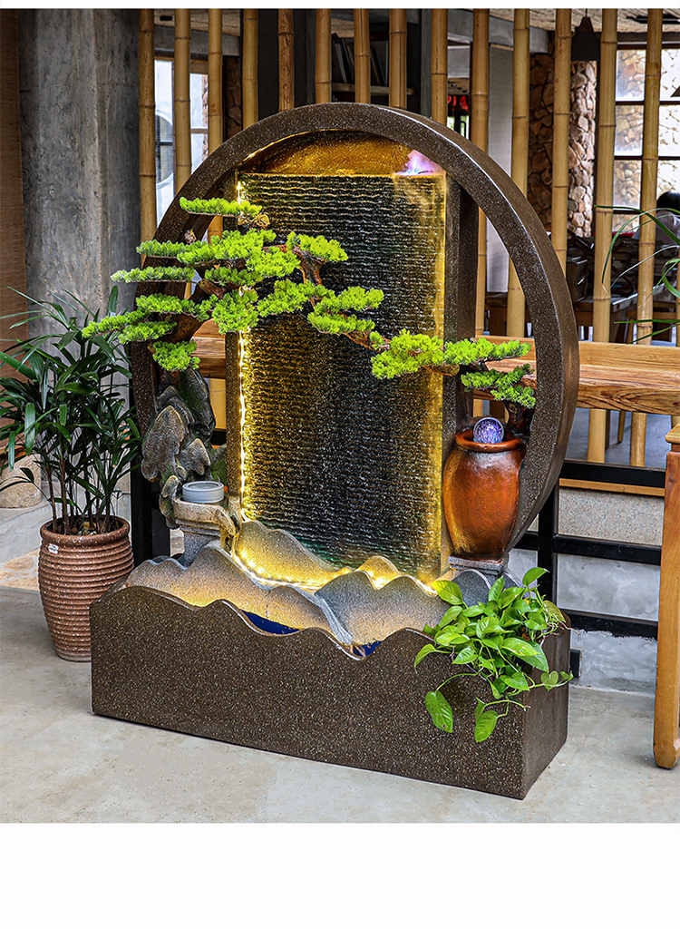 艾暮琳轻奢高档高端假山水幕墙流水喷泉客厅阳台玄关过道落地办公室