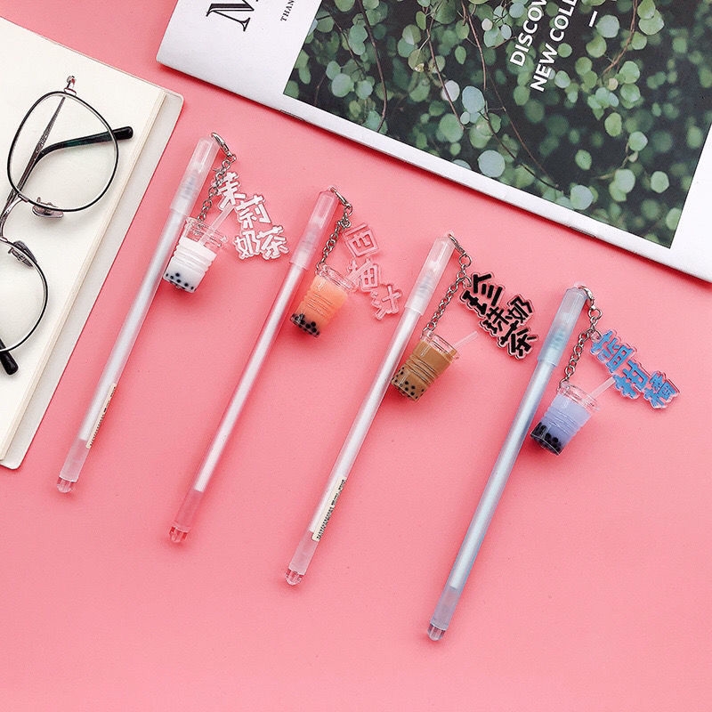 中性笔珍珠奶茶笔学生小清新可爱韩版创意挂件果汁笔少女心网红笔