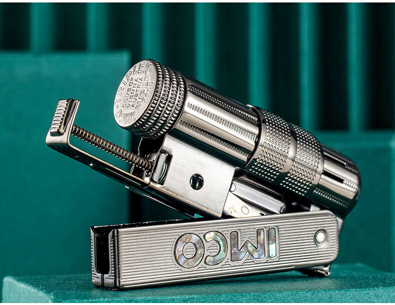 奥地利imco爱酷煤油打火机彩贝壳镶嵌黑冰复古老式防风怀旧创意个性