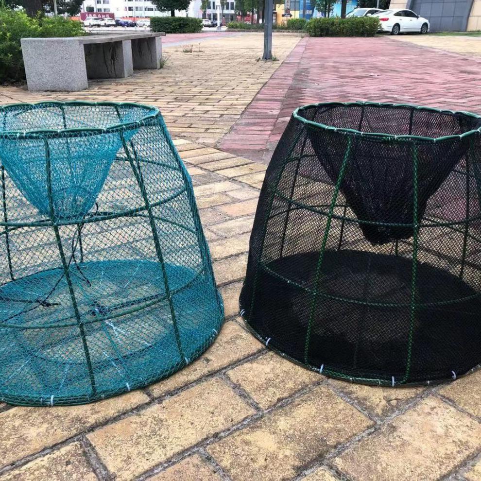 手工虾笼渔网鱼笼养鱼笼龙虾网抓鱼笼神具手抛网泥鳅黄鳝笼密网底50cm