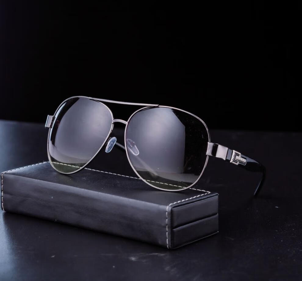 茶色太阳镜男经典高清圆脸大脸长脸驾车旅行墨镜全黑色单个墨镜