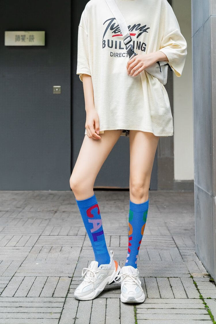 小腿袜女春秋夏季运动长袜女ins潮百搭个性街头韩版中筒小腿袜秋冬高
