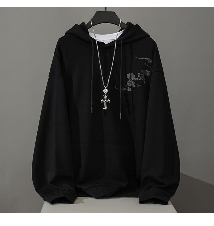 无瑕帅哥新中式国风单品国风麒麟重工刺绣连帽卫衣男秋冬款宽松国潮