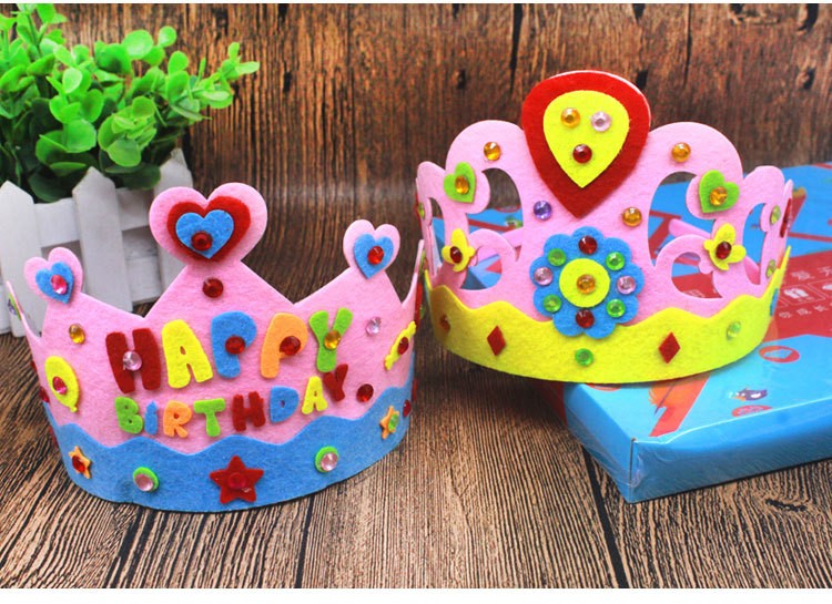 幼儿园diy手工制作材料包皇冠生日帽子儿童手工制作不织布手工diy材料
