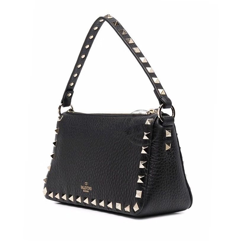 valentino华伦天奴女包牛皮铆钉单肩手提腋下包 黑色xw2b0j47 vsf 0no