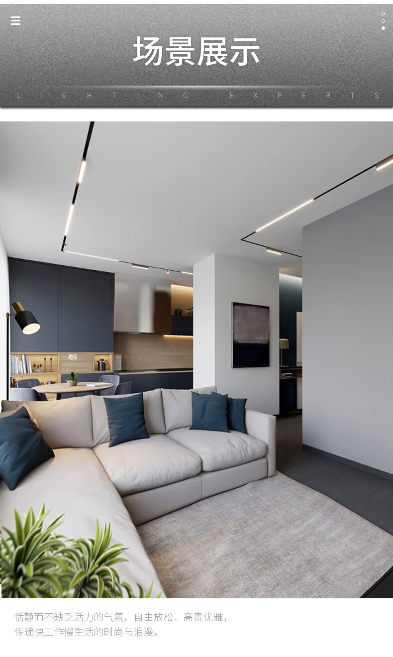 luckystar磁吸轨道灯精品嵌入式无边框筒灯家用客厅导轨射灯商业无主