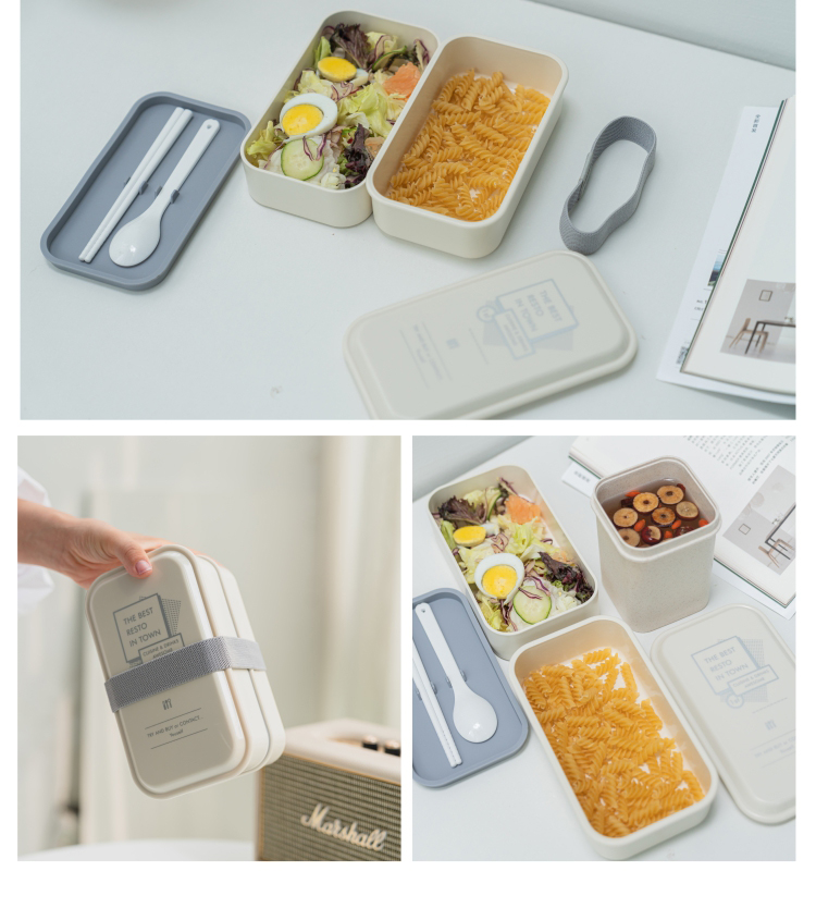 特百惠(tupperware)同款日式双层饭盒便当盒上班族可微波炉加热分隔型