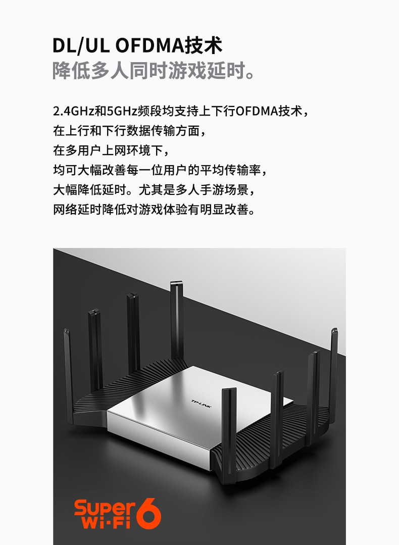 普联tplinkax6000双频千兆无线路由器wifi625g口xdr6080易展turbo版