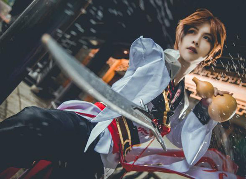 cosplay服裝王者農藥 李白 青蓮劍仙 遊戲古風cos服劍酒壺套裝 衣服加