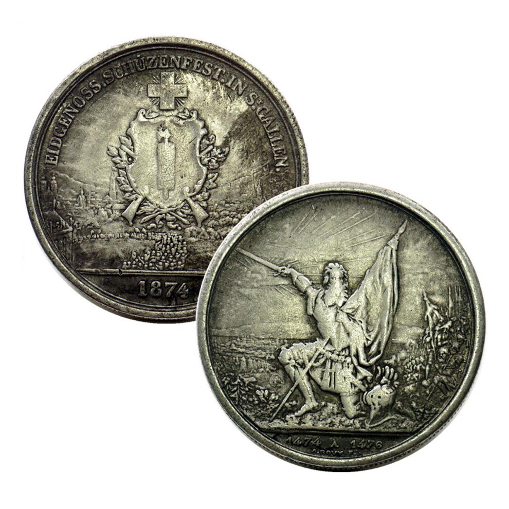 慕诗1874欧洲瑞士银元法郎银币纪念币外国银圆硬币瑞士银币古玩收藏