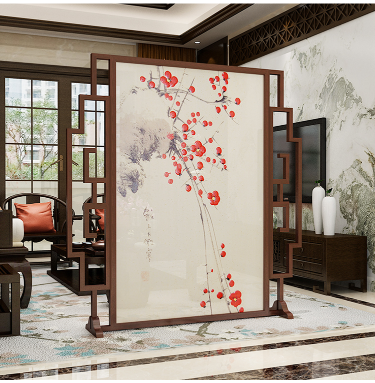 古风今现新中式屏风隔断客厅时尚餐厅酒店办公室入户玄关花鸟布艺可