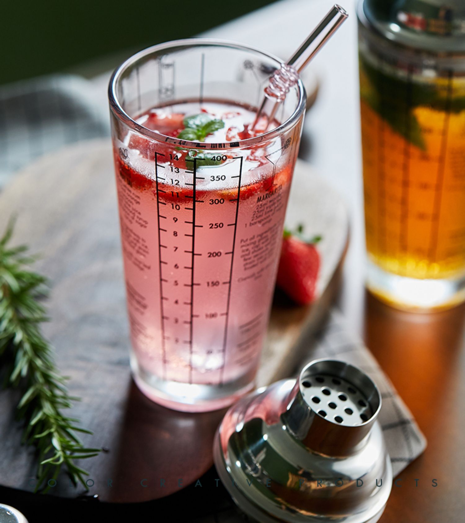 雪克杯 手摇调酒器家用鸡尾酒摇酒壶奶茶店带刻度玻璃雪克杯sn0234