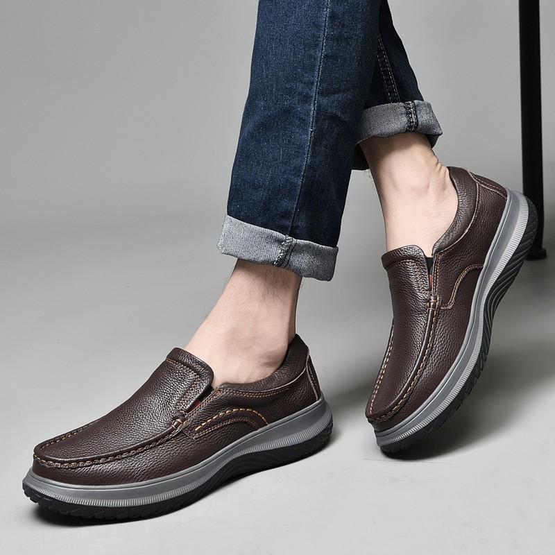 kulv品牌男鞋男士休闲皮鞋夏季薄款新款商务正装中年爸爸鞋软底舒适