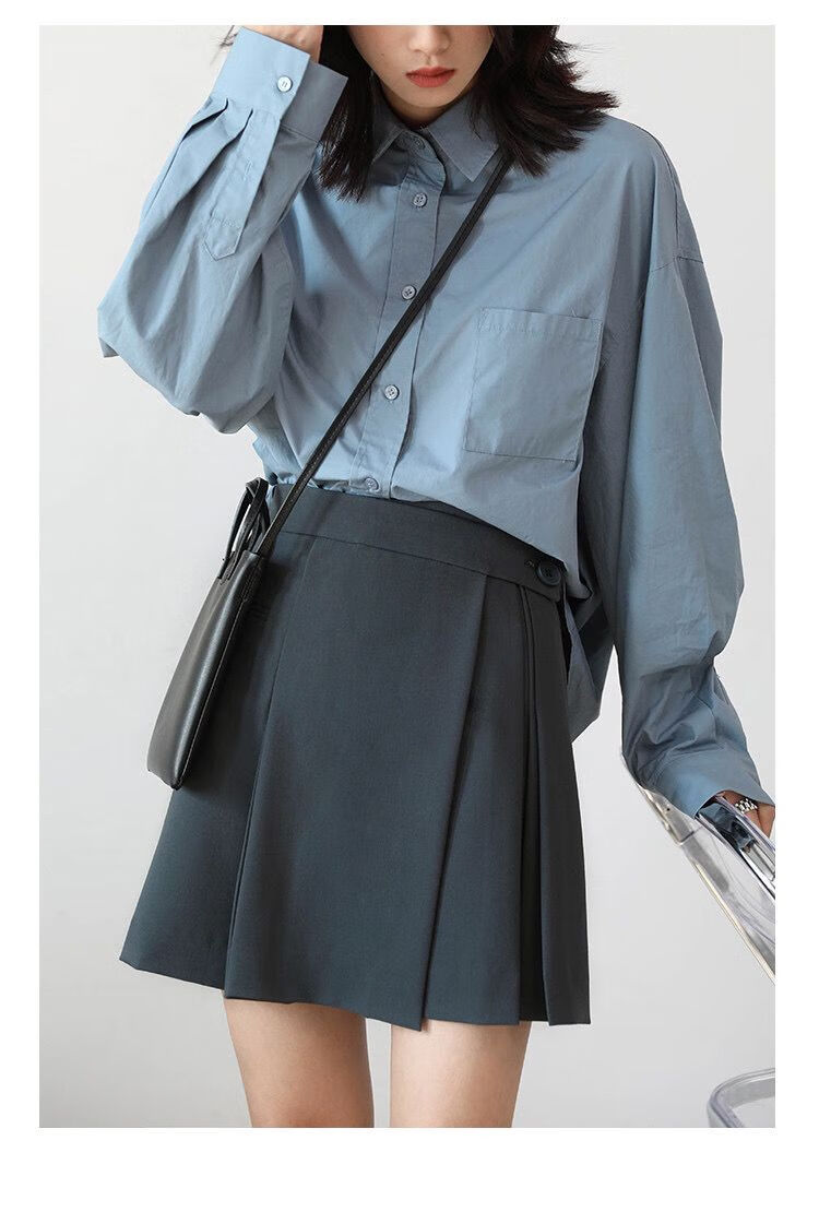 la chapelle sport 衬衫女长袖秋冬设计感小众港味修身型风衬衣简洁