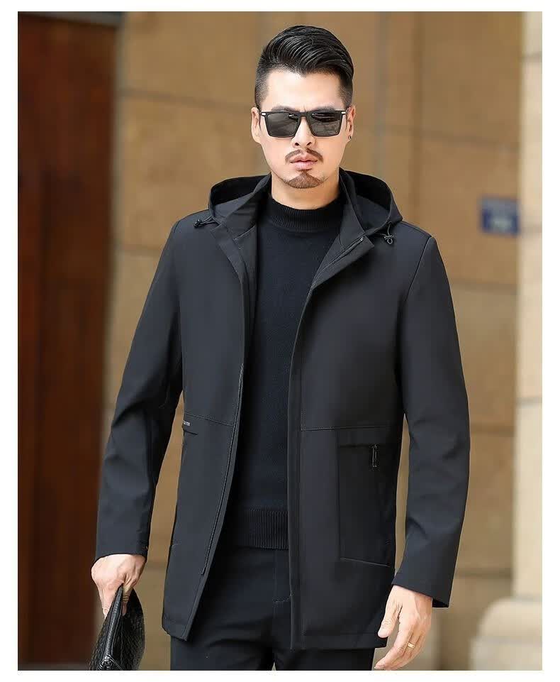 皮尔卡丹【特价捡漏】高档风衣男中款季40岁男装薄款男士外套秋款爸爸