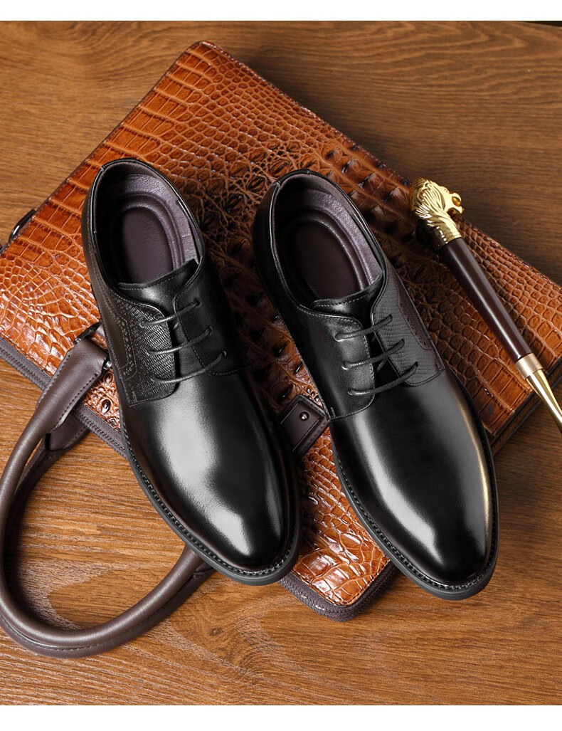 奥康aokang皮鞋男10cm秋冬加绒内增高皮鞋男商务正装结婚穿的男士皮鞋