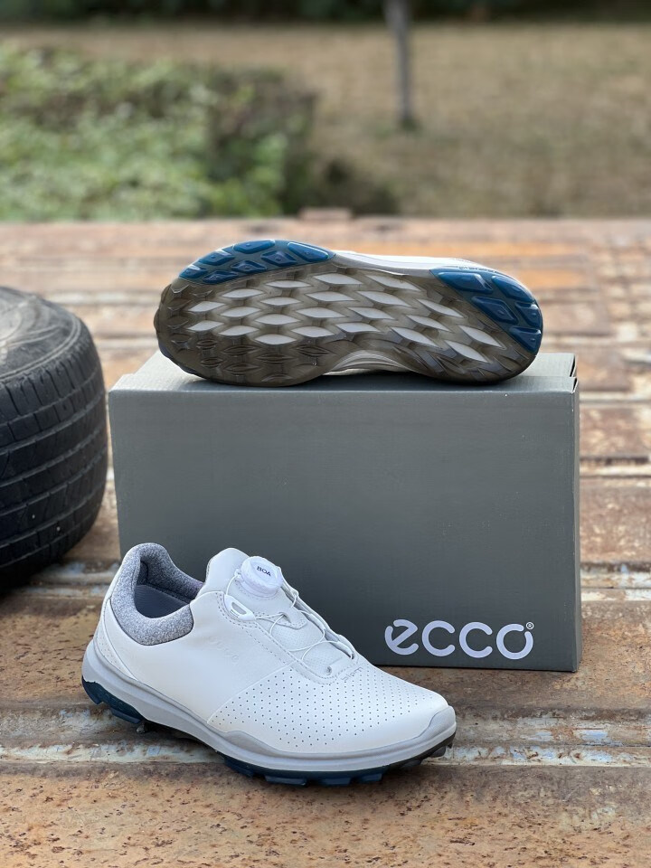 ecco爱步男鞋牛皮健步鞋高尔夫球鞋boa旋扣防滑缓震运动休闲皮鞋 黑色