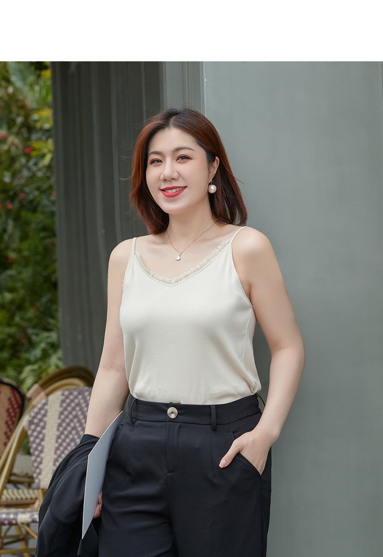 纤莉秀2021夏装新款大码女装简约气质微胖mm内搭外穿v领背心吊带0265
