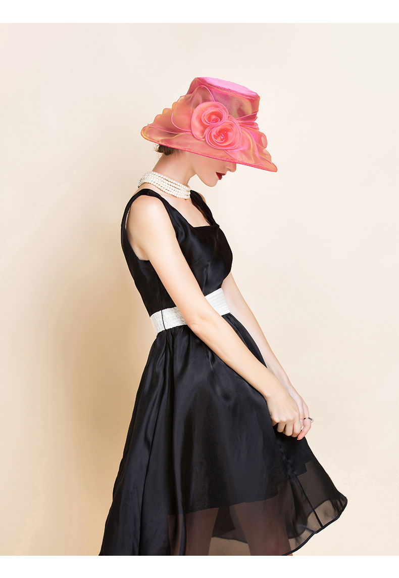 rogosky 专柜潮牌夏季时尚欧根纱遮阳礼帽休闲百搭英伦高端宴会帽名媛