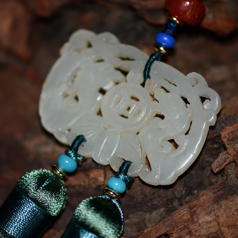 游此斋新疆和田玉和田白玉玛瑙挂件挂坠吊坠车挂车饰品玉佩文玩挂件老