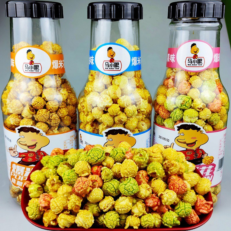 马小眼爆米花200g网红大瓶玉米花水果奶油焦糖味儿童休闲膨化零食200g
