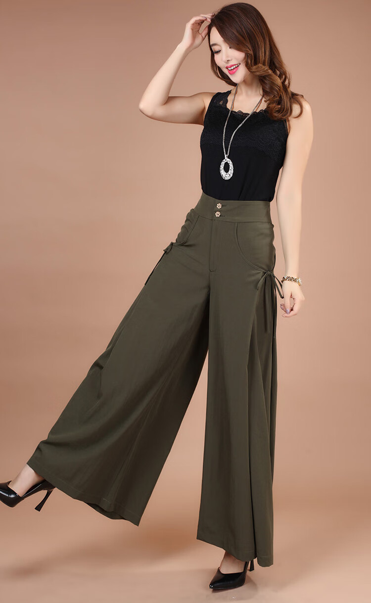 女式垂料裙裤阔腿裤女春夏季新款高腰大码长裤宽腿裤休闲裤甩裤大脚裤