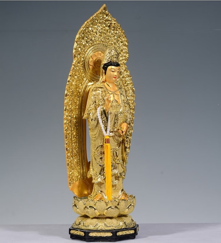 沙金西方三圣佛像阿弥陀佛大势至观音菩萨站神像树脂供奉摆件家用 19