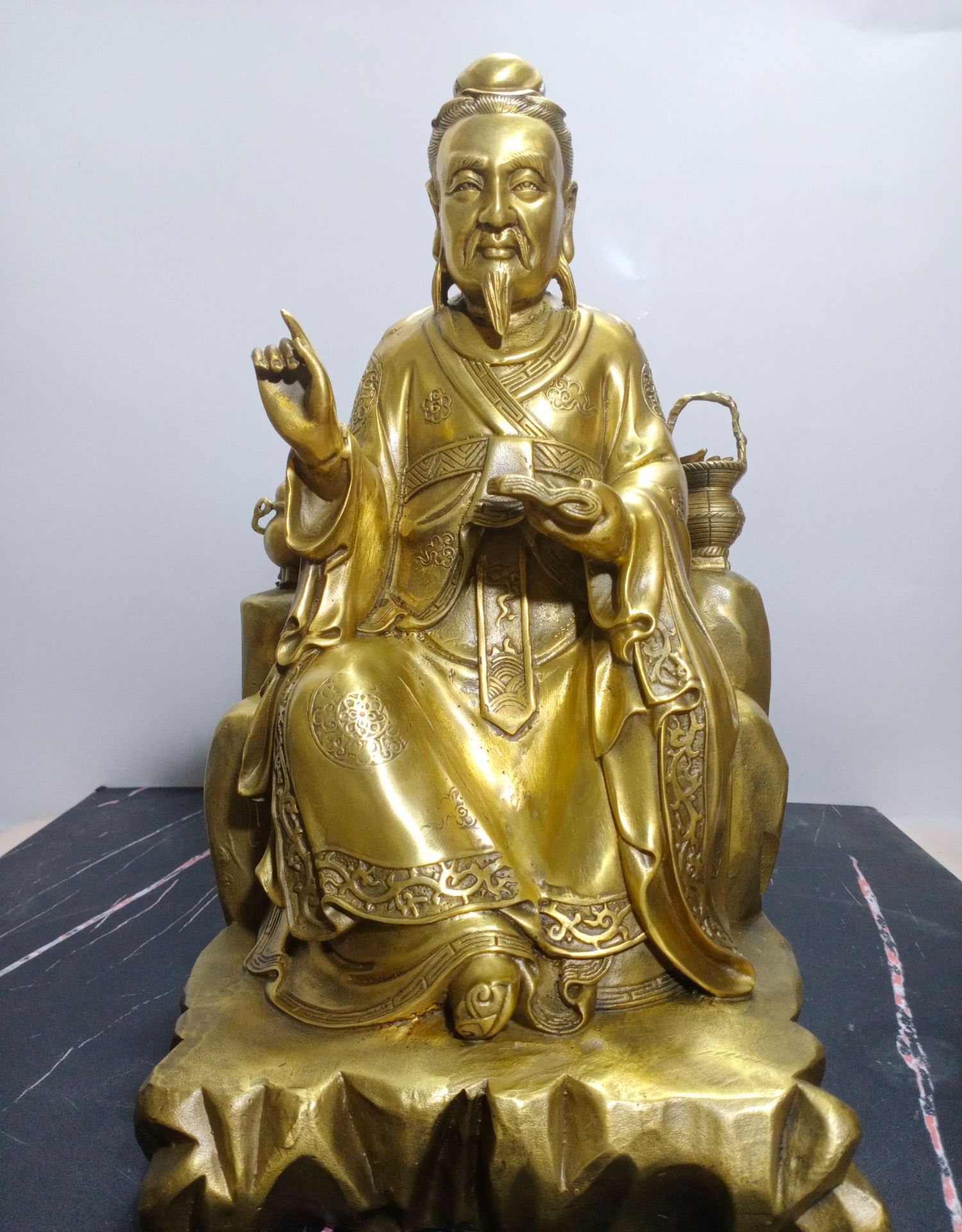 鼎盛福纯铜药王孙思邈神像摆件居家药店医院供养安康医师人物工艺品c