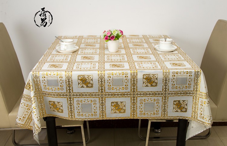 正方形桌布八仙桌台布田园防水免洗防油餐桌布方桌麻将盖布505米色