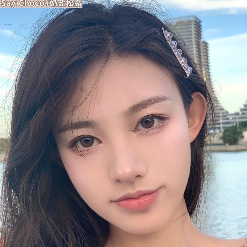 pinkg网红款糯米团大美瞳奶盐松露小酪棕绿非离子隐形眼镜年抛2片tu