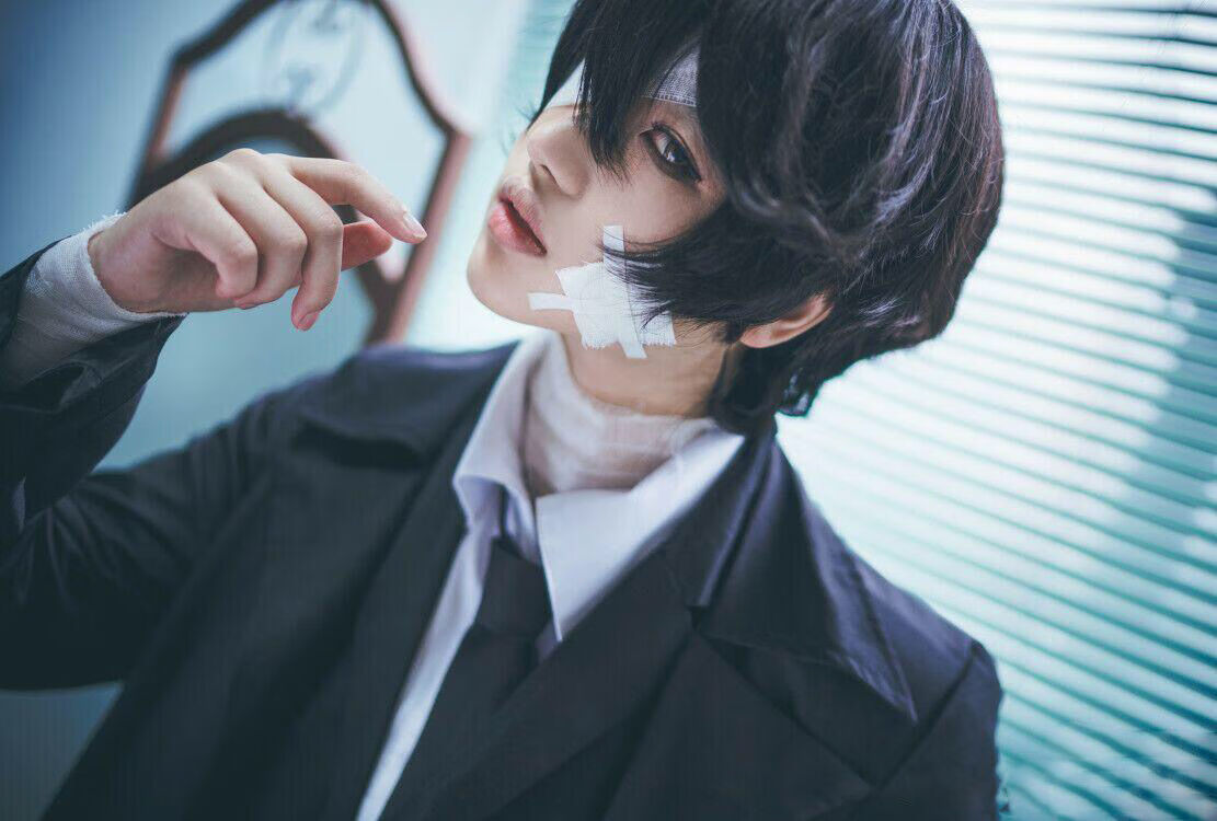 太宰治黑時代黑色風衣套裝cosplay服裝假髮鞋 男生服裝 繃帶(卡丹皇