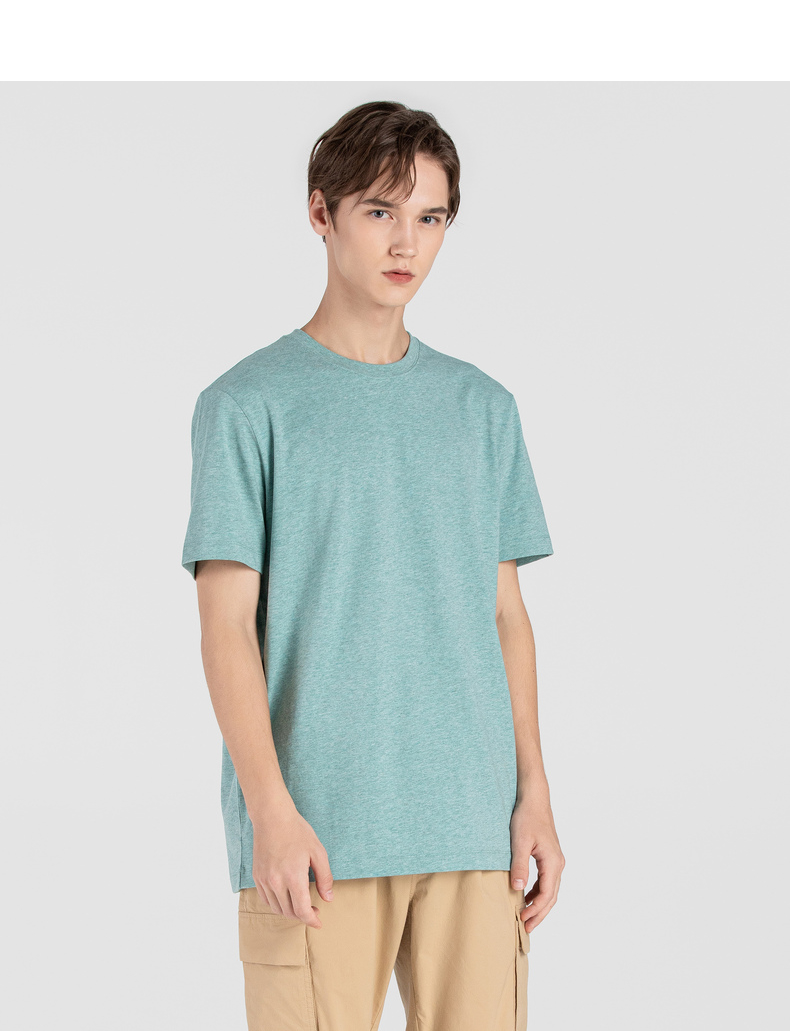 全棉时代夏季男士休闲花纱抗菌基础百搭短袖t恤花浅绿l