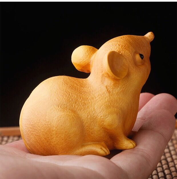 皓范儿黄杨木雕文玩手把件生肖鼠实木手工雕刻工艺品小摆件送礼[七夕