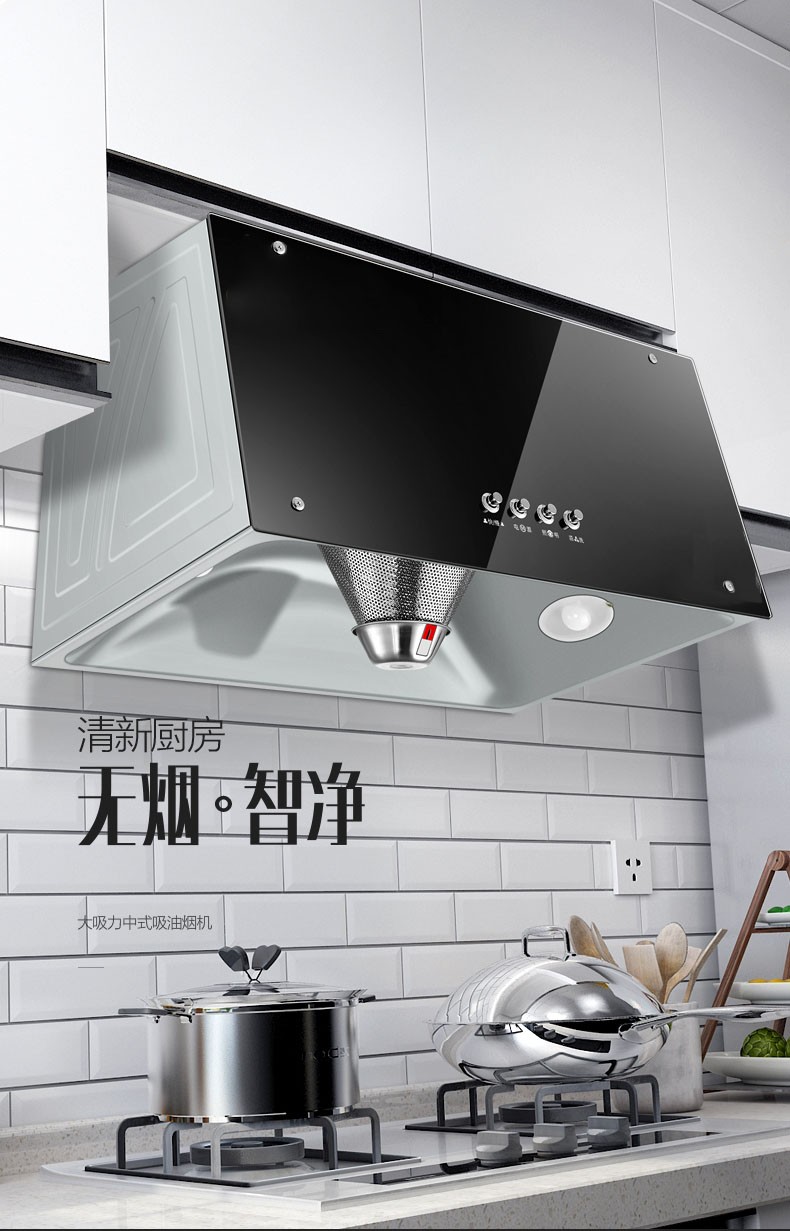 阿诗丹顿usaton吸油烟机中式厨房直排式脱排导烟壁挂式家用免拆洗顶吸
