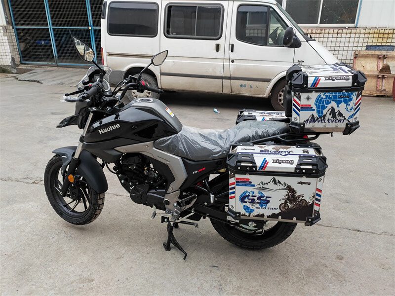 豪爵dl150三箱铝合金三箱hj150-17a改装边箱旅行箱尾箱支架 银色三箱