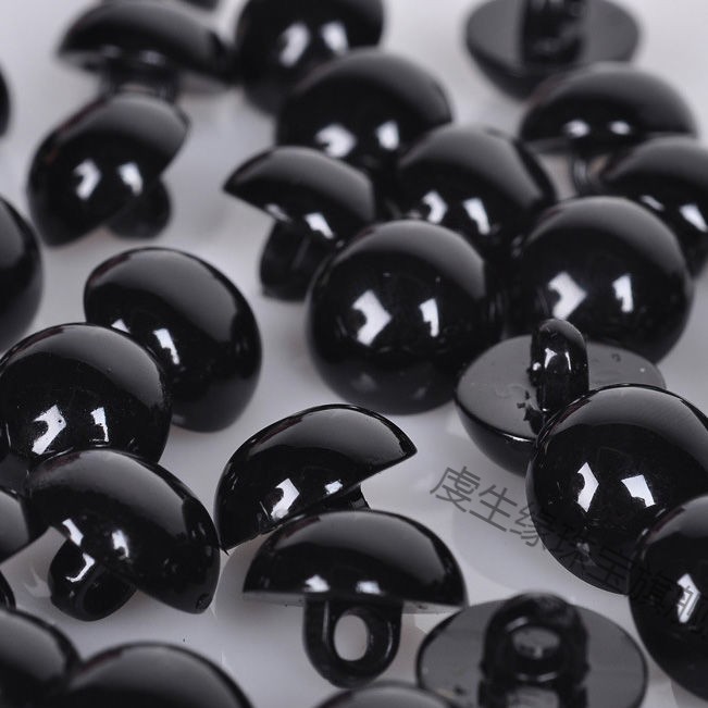 全黑色纽扣儿童玩偶眼睛纽扣玩具熊黑大衣蘑菇扣黑色蘑菇扣 30个一包