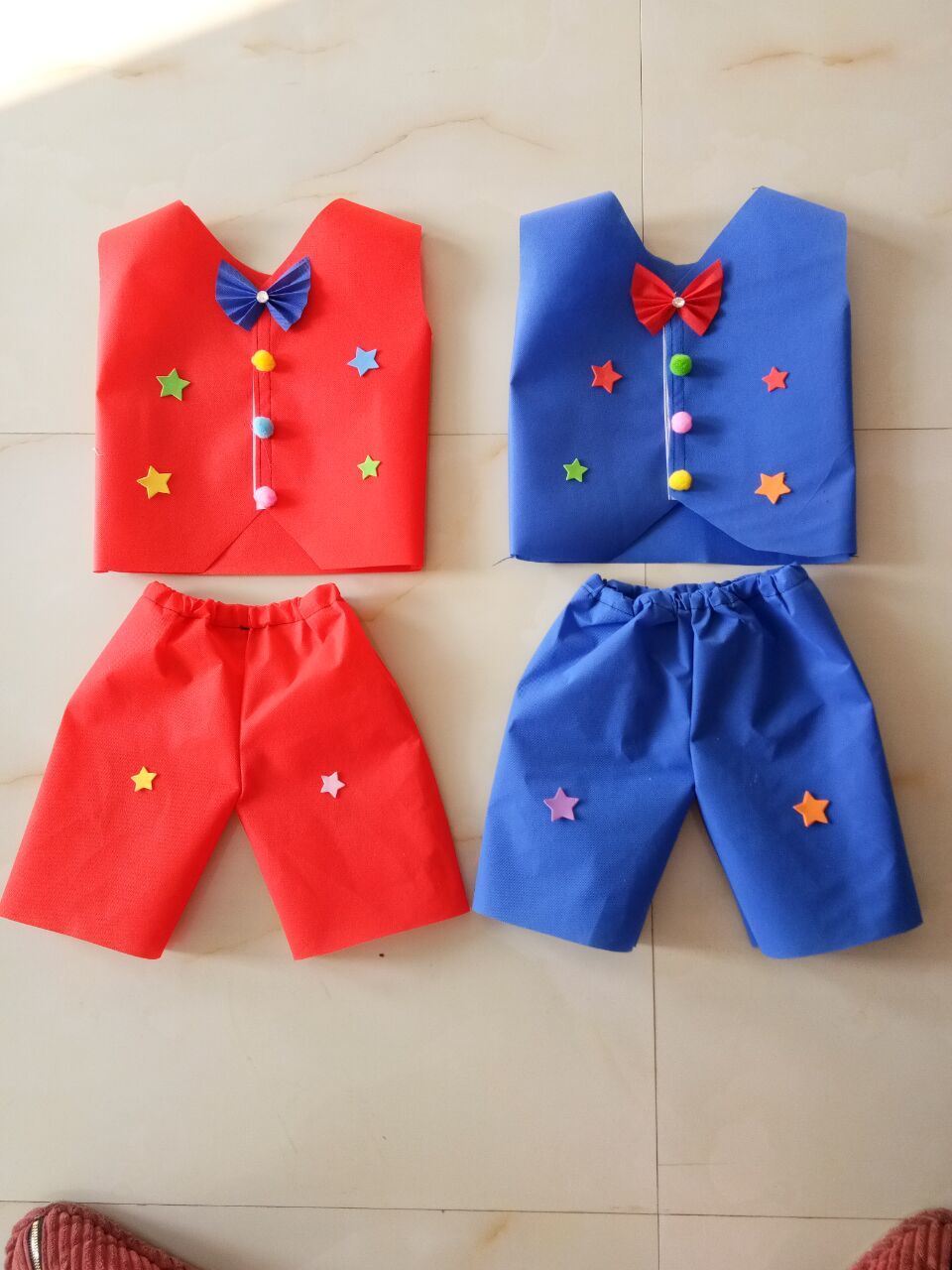 六一新款儿童环保服装幼儿园diy手工制作男童礼服子时装走秀 蓝色 90